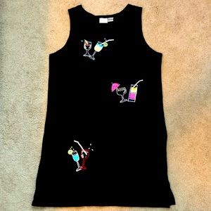 Cute Beach Party Coverup! Black, Sleeveless, Cotton, Sz-XL, Excellent Condition!